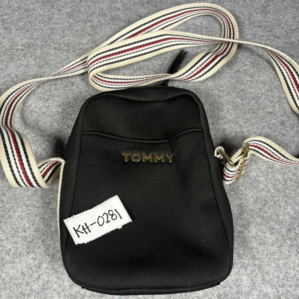 Tommy Hilfiger‎ Crossbody Camera Bag Small Black Striped Webbing Strap